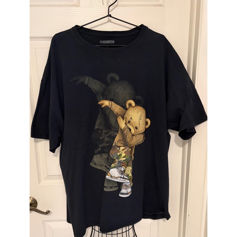 Hardten Bear Graphic T Shirt 3XL Black Oversized Streetwear Tee Mens EUC
